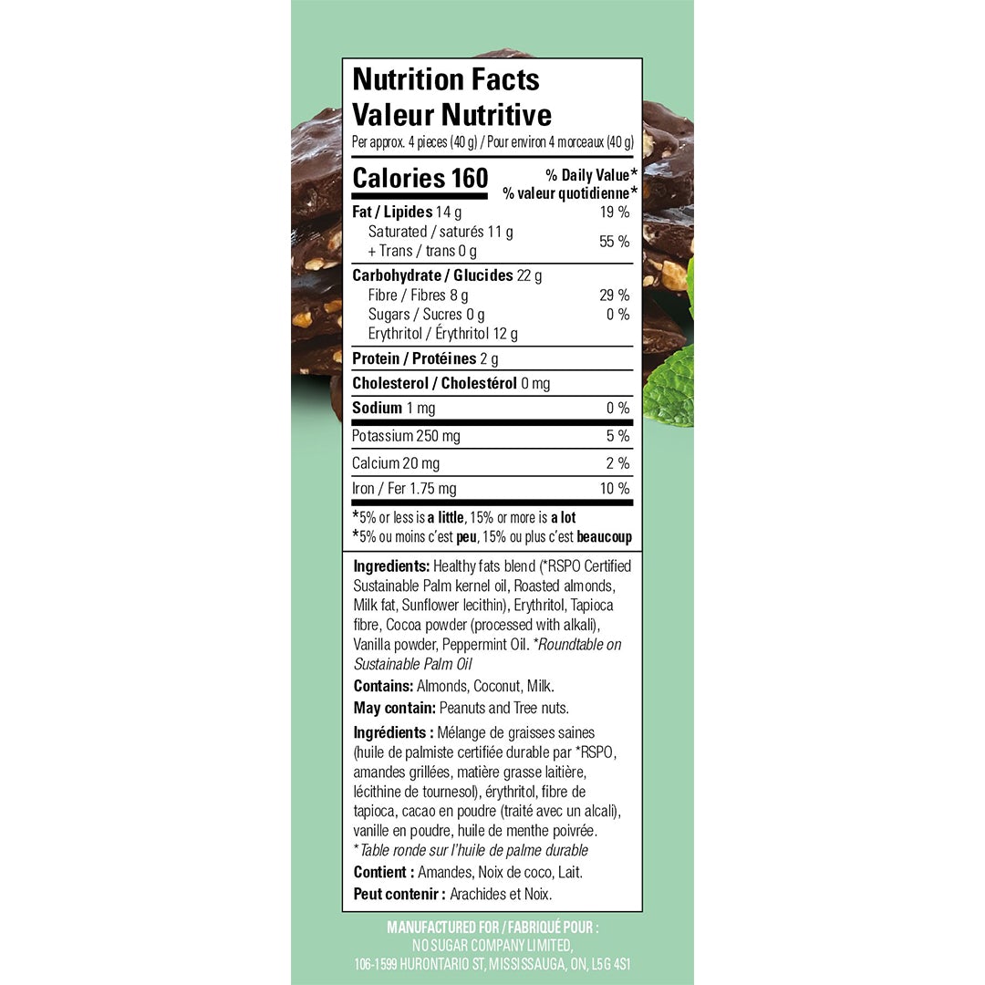 No Sugar Keto Krax - Dark Chocolatey Mint & Almond (490g) - Lifestyle Markets